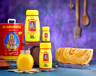 An assortment of foods, including cow ghee, is offered by the wholesaler or hotels in Coimbatore.