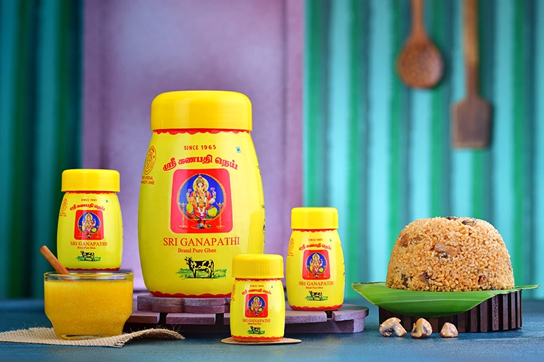 Small to large ghee bottles are shown to make yummy Briyani dishes for school and college hostels.