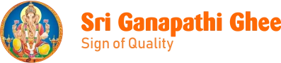 The logo of Sri Ganapathi Ghee in Coimbatore manufactures the best quality ghee for the customers.